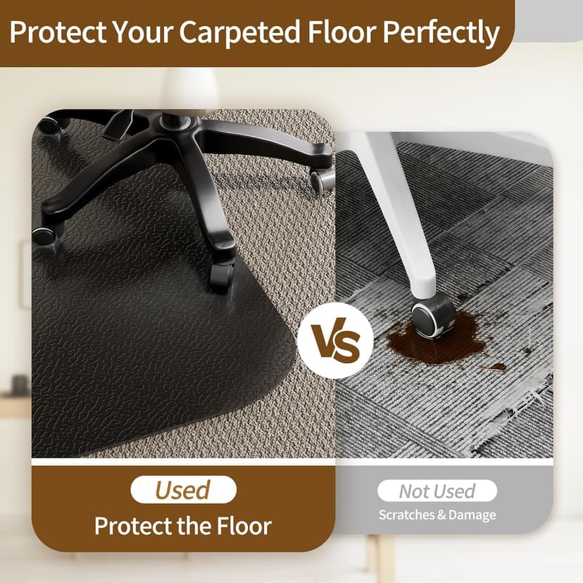 Office Chair Mat for Carpet 48”x 60”, Heavy Duty Desk Chair Mat for Low Pile Carpet with Cleats, Black Plastic Floor Mat for Gaming Chair, Smooth Rolling Carpet Chair Mat Protector