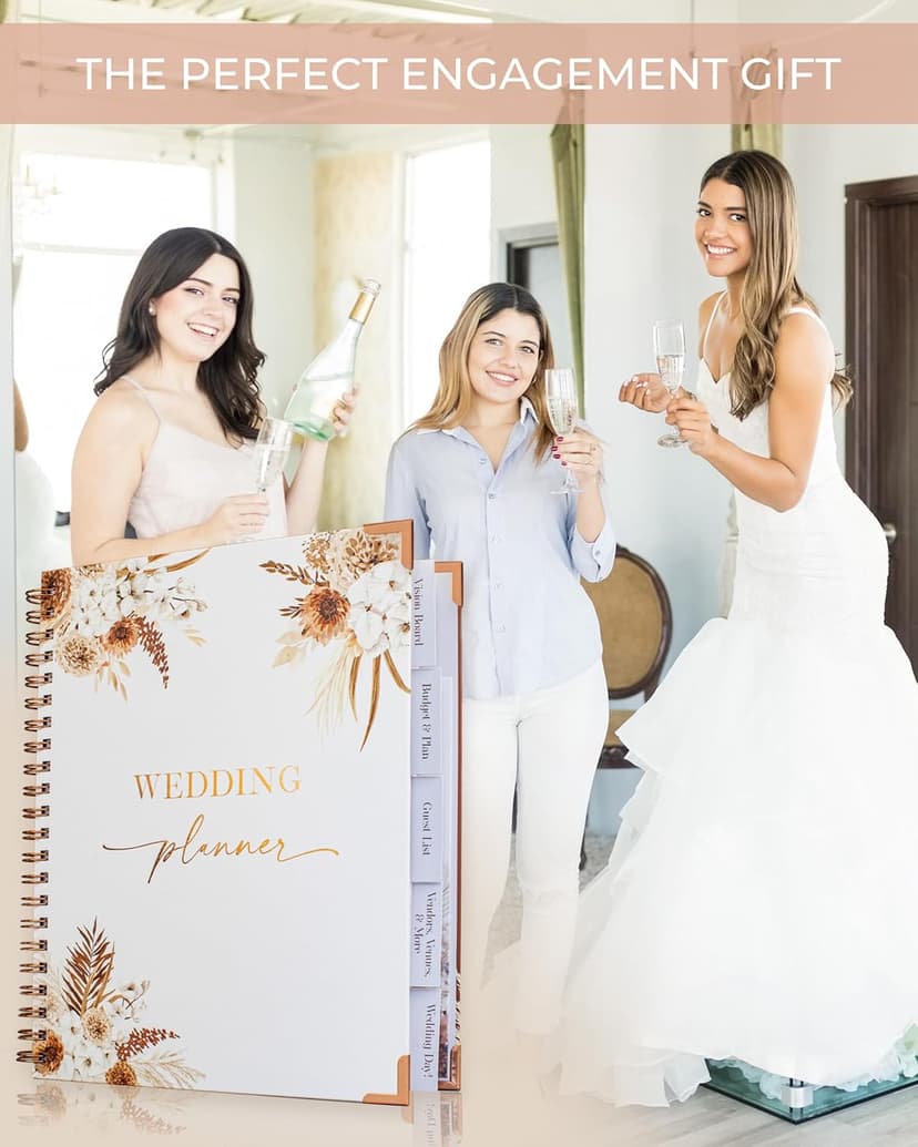 Beautiful Boho Wedding Planner Book and Organizer - Enhance Excitement and Makes Your Countdown Planning Easy - Unique Engagement Gift for Newly Engaged Couples, Future Brides and Grooms,9 X 11 inches