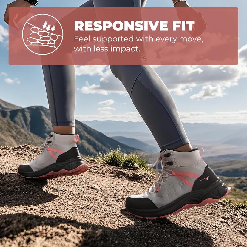 NORTIV 8 Women's Hiking Boots Waterproof Lightweight Outdoor Trekking Comfortable Non-Slip Backpacking Camping Ankle Boot Hollow