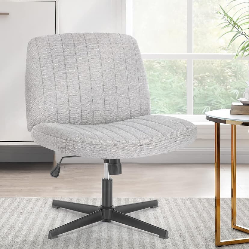 OLIXIS Criss Cross Legged Chairs Armless No Wheels Wide Seat Height Adjustable Swivel Padded Fabric Home Office Desk Seating for Bedroom, Student, Study Room