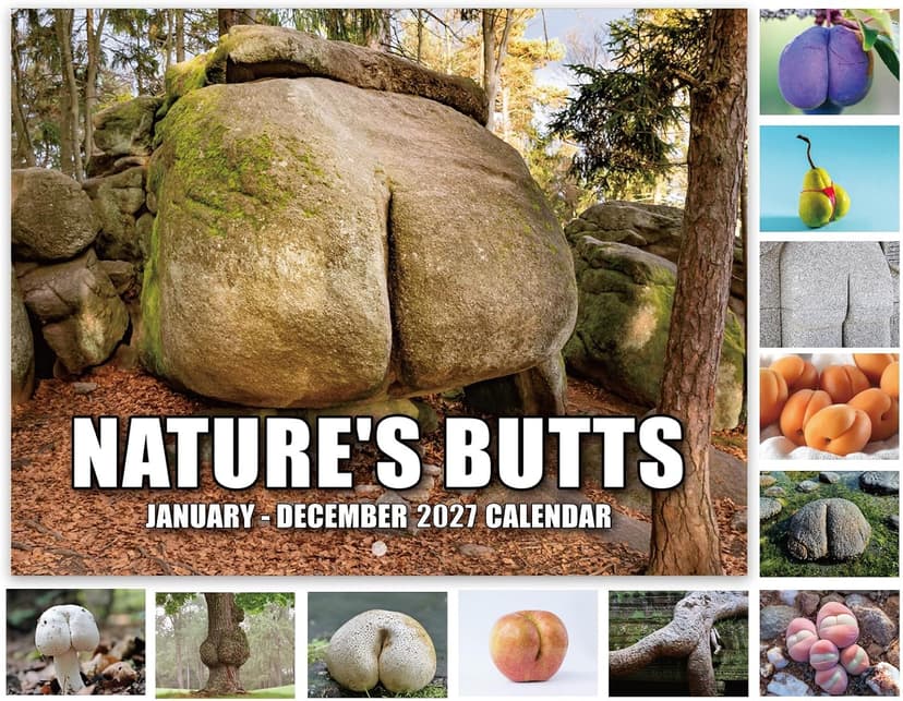 Gag Gifts - White Elephant Gag Gifts Calendar 2027, Nature Butts Calendar 2027 from January to December, 11'' x 8.5'', Gag Gift for White Elephant B0D9GBGSMZ