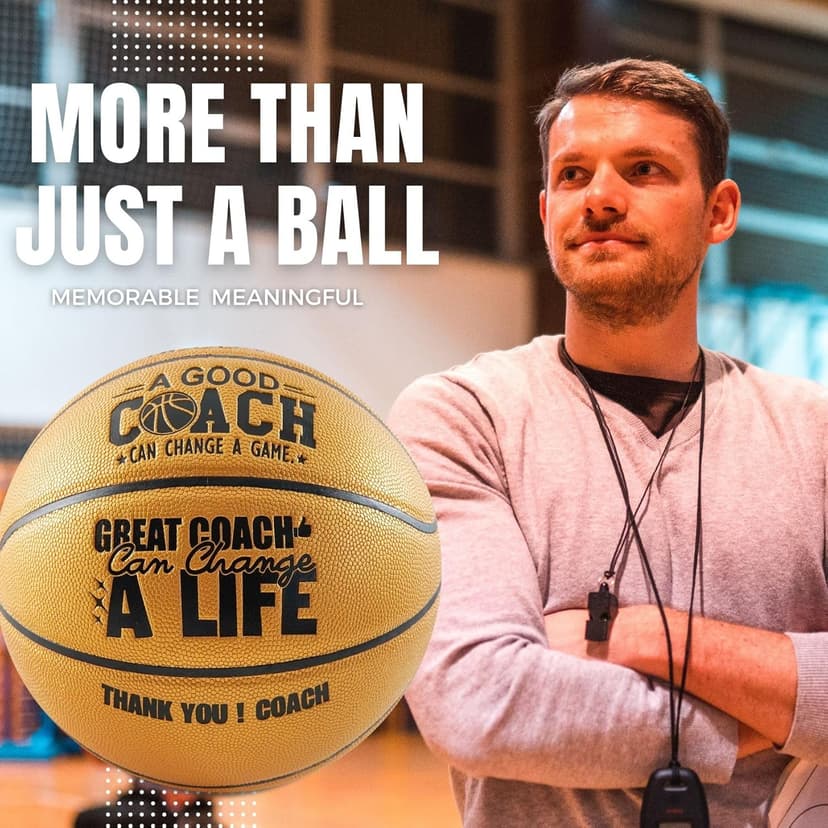 Basketball Coach Gifts for Men, Engraved Basketball with Warm Message for Coach Appreciation, Gold