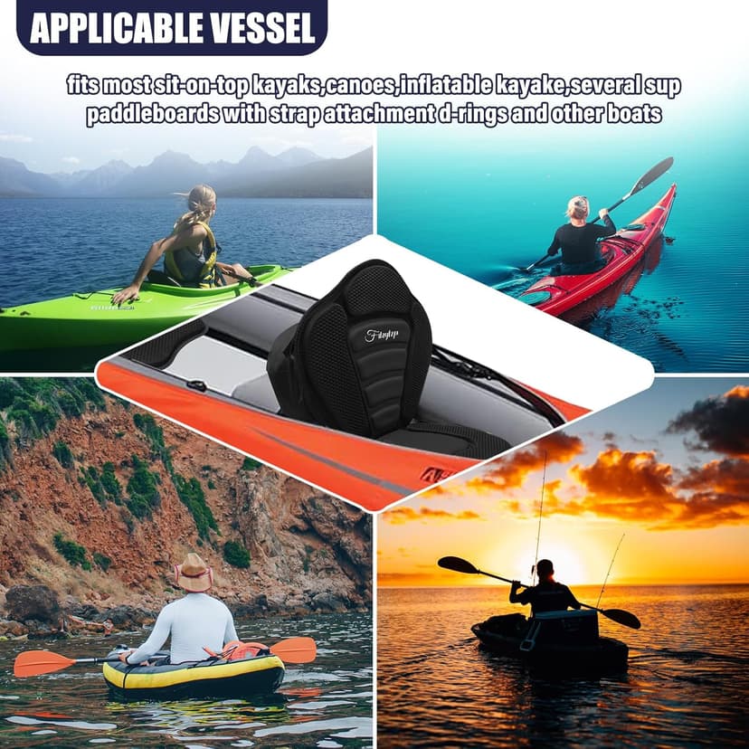 Thickened Kayak Seats - Premium Shockproof Seats with Back Support for Kayaking, Canoeing, Fishing, Paddle Boarding - Comfort, Versatility and Extra Storage