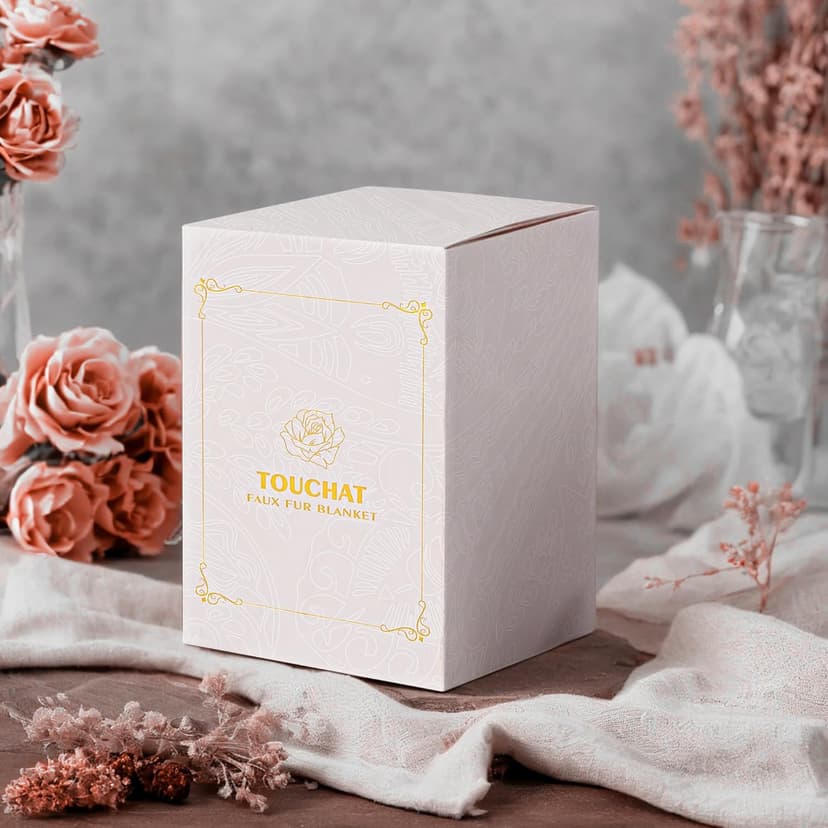 Touchat Luxury 1000GSM Faux Rabbit Fur Throw Blanket, Super Heavy Warm Cozy Blankets for Couch Bed Sofa, Bubble Plush Fuzzy Elegant Soft Reversible Mink Blanket for Living Room Bedroom, Cream White