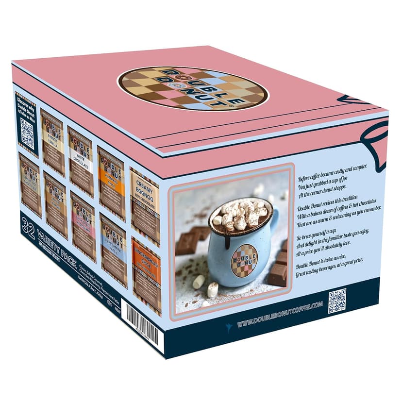 Gourmet Hot Cocoa Mix Variety Pack - Classic, Chocolate Raspberry, Salted Caramel, & Peppermint Hot Chocolate Mix Sets - 32 Count