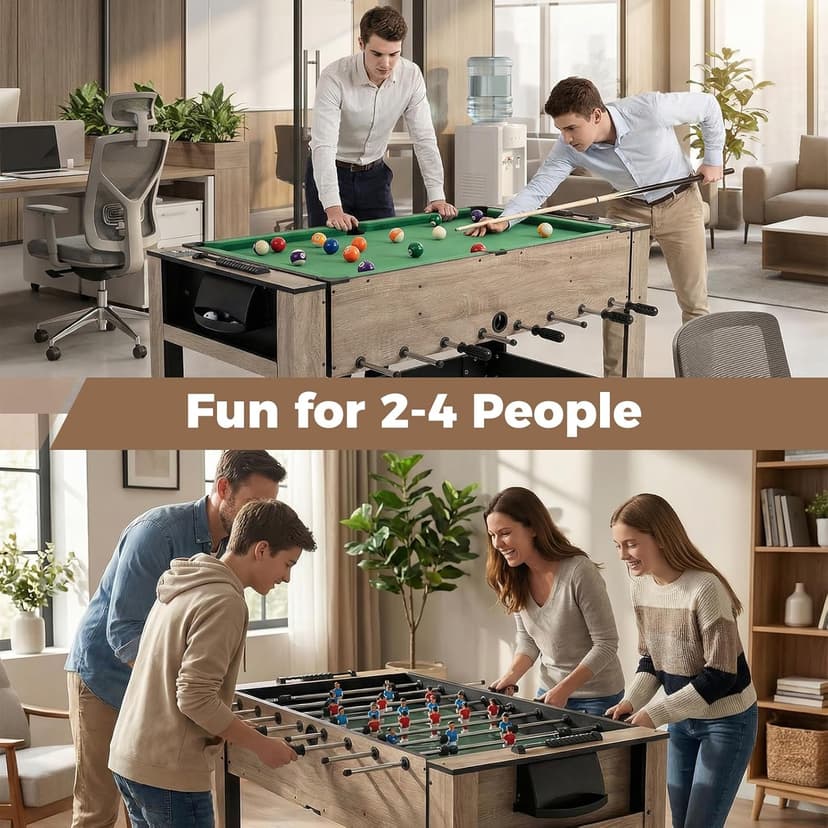 Goplus 2-in-1 Swivel Multi Game Table, 48” Combo Game Table with Foosball & Pool for Adults, Indoor Outdoor Combination Arcade Table for Home Game Room Party
