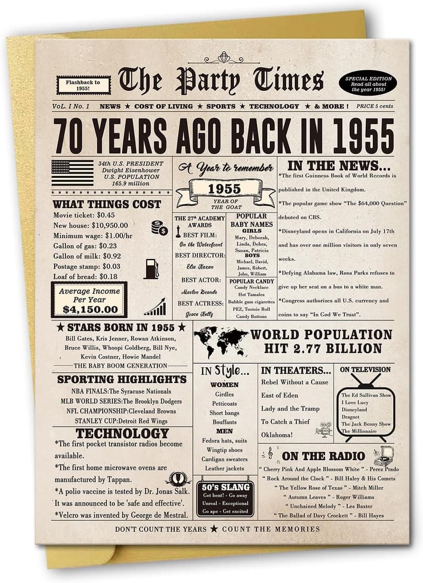 Ziwenhu Funny 70th Birthday Gifts for Women Men,Jumbo 70 Year Old Birthday Greeting Card for Mom Dad Grandma Grandpa,Vintage 70th Birthday Decorations for Her Him