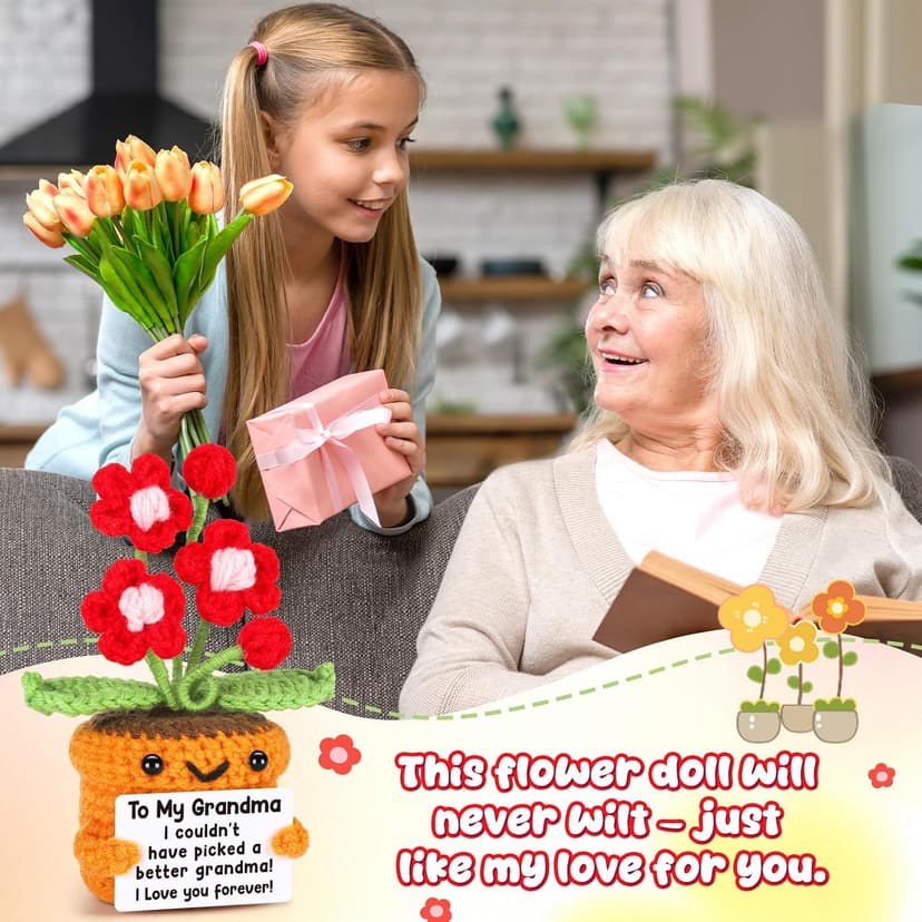 I Love You Crochet Flower Decor for Great Grandma Gigi Nana from Granddaughter Grandson Grandkids Grandparents Day Agantree art Grandma Gifts for Grandma Christmas Birthday Thanksgiving B0F626T63Q