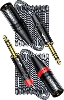 SNANSHI XLR to 1/4 Cable 6.6ft 2-Pack - Balanced TRS to XLR Male 22 AWG Studio Monitor Cable Color-Coded L/R Channels, Audio Interface or Mixer to Studio Monitor or PA Speaker (Not for Microphone)