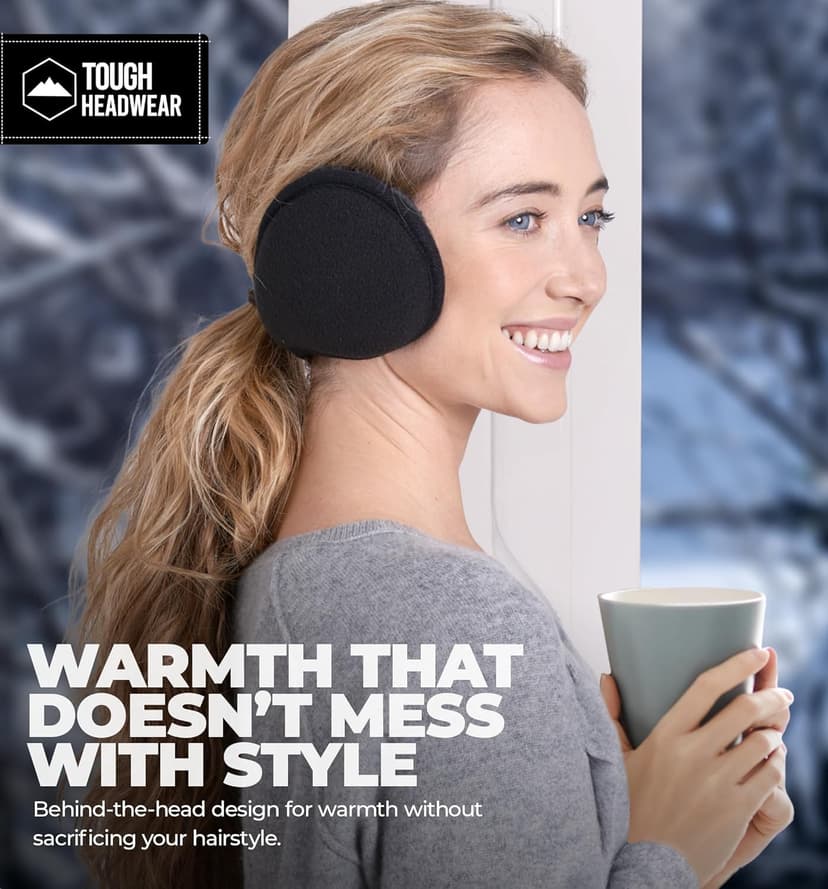 Tough Headwear Tough Headwear Warm Winter Ear Muffs For Men Women, Earmuffs Behind the Head, Fleece Ear Warmers, Ear Covers for Cold Weather