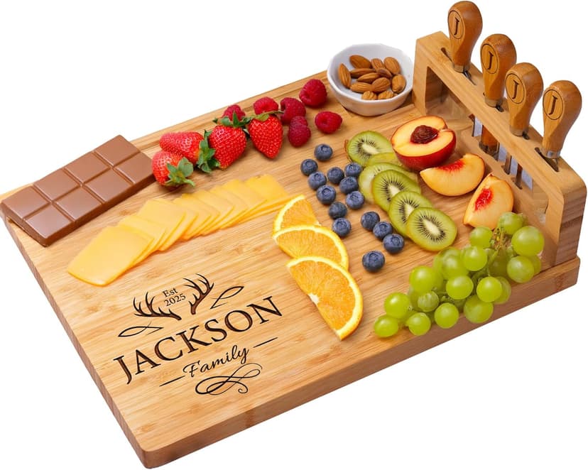 Personalized Charcuterie Board Gift Set, Christmas, Engagement - Wedding Gifts for Couples 2025, Custom Cheese Boards Gifts, Bridal Shower Gifts for Bride, Housewarming Gifts New Home for Women