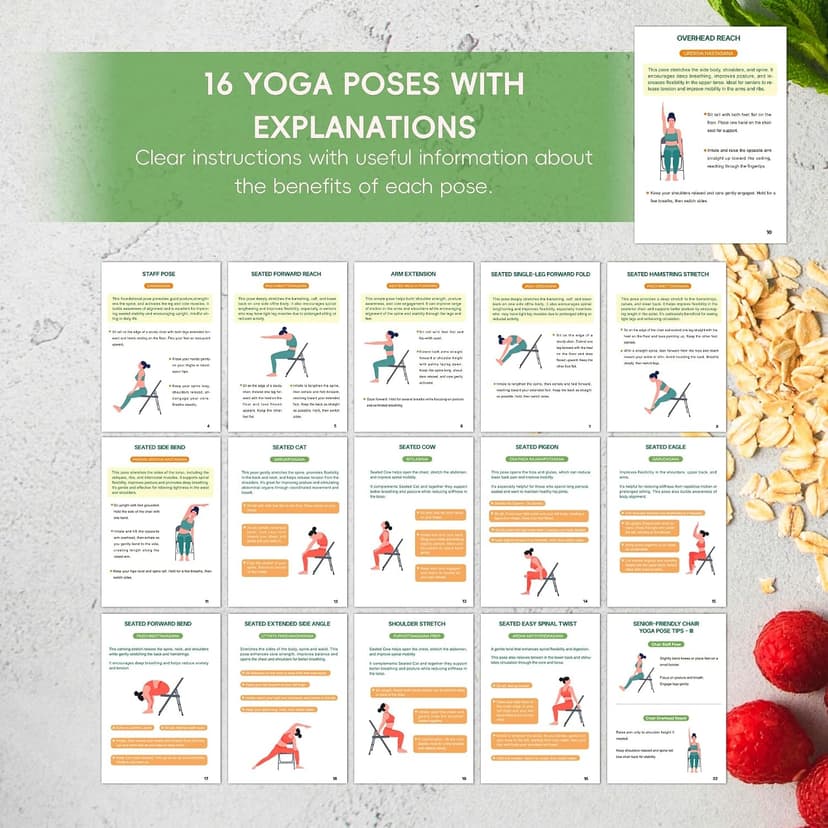 Chair Yoga for Seniors Over 60 Book & Chart – 30-Day Challenge, Gentle Seated Yoga Guide, Chair Yoga for Weight Loss & Flexibility, Senior Chair Exercises for Women & Men, 8.5x11" Book on Chair Yoga B0FPMT82TX