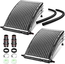 2PCS 2026 Upgraded Solar Pool Heater, with Height-Adjustable Support Feet, Four-Level Adjustment for Above-Ground and Inground Pools, Includes 4 Adapters, 4 Hoses & Clamps, 4 Plumber's Tapes