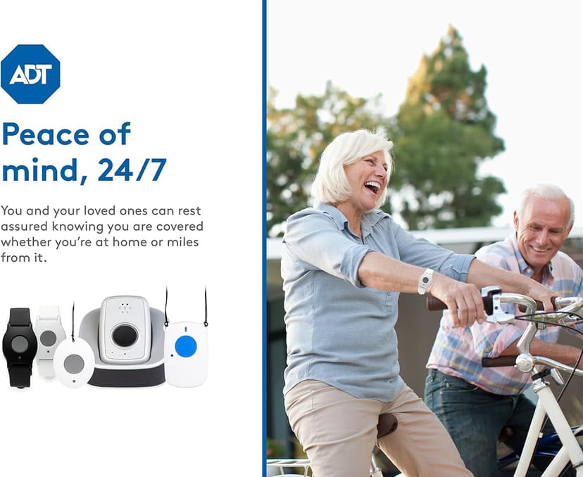 ADT-Monitored 24/7, LTE/GPS Technology, Waterproof Wearable Bracelet, Home & On-the-Go Safety ADT On-The-Go Mobile Medical Alert System for Seniors, Neck Pendant B09JT3ZQWC