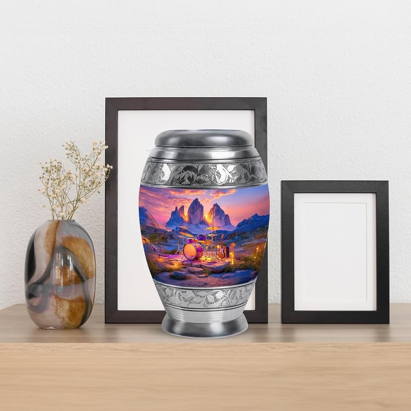 Drums Memorial Keepsake Cremation Urns for Human Ashes, Blue Burial Small Urn for Adult Male & Female Ashes, Burial Ash Holder for Mom, Remembrance Gift for Loss of Mom & Dad (3 Inch) B0FJYF53PZ