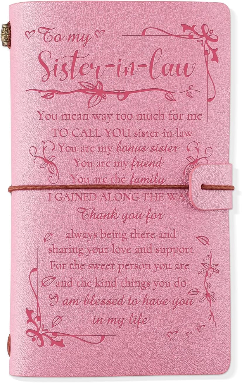 PRSTENLY Sister In Law Gifts Leather Journal, 140 Page Refillable Journal Christmas Graduation Birthday Mothers Day Gifts for Sister In Law