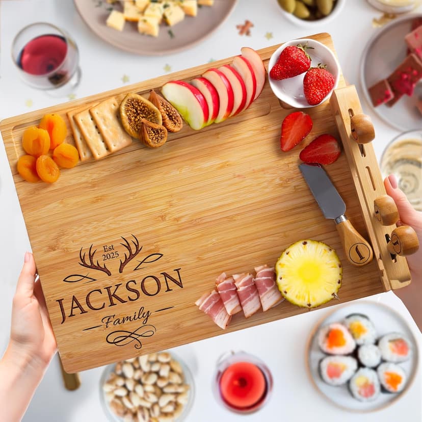 Personalized Charcuterie Board Gift Set, Christmas, Engagement - Wedding Gifts for Couples 2025, Custom Cheese Boards Gifts, Bridal Shower Gifts for Bride, Housewarming Gifts New Home for Women