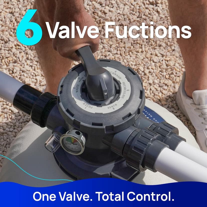 AQUASTRONG 20in Sand Filter Pump for Above Ground Pool with Timer, 2 HP, 8917 GPH Pool Pumps Above Ground for Pools Up to 38000 GAL, Pool Filter With 6-Way Valve, Improved Circulation and Filtration