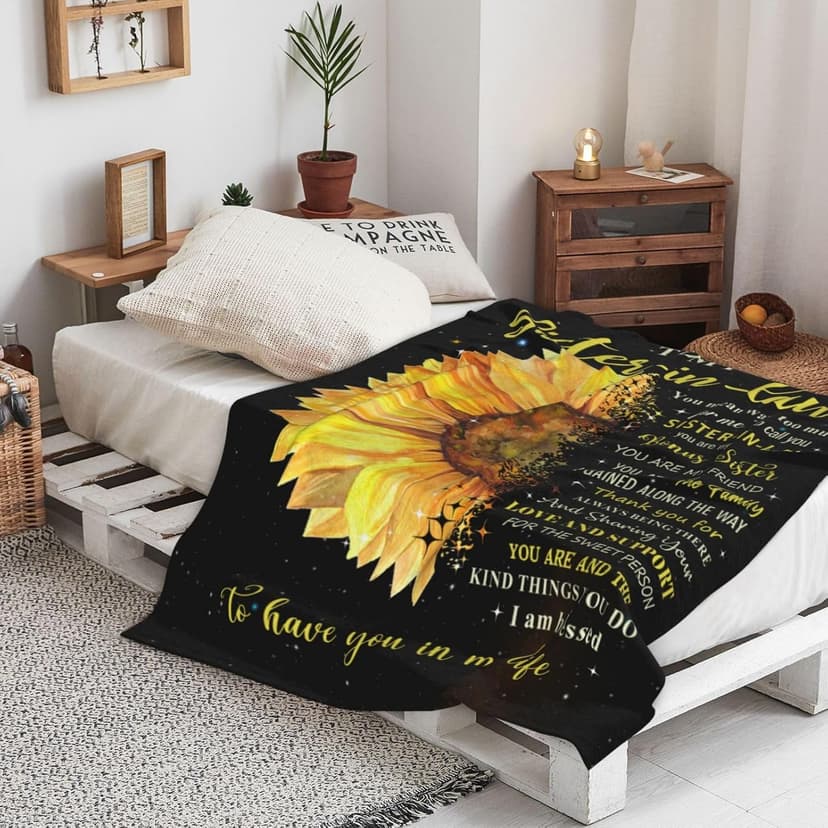 puekrtoa Christmas Sister in Law Birthday Gifts, Xmas Gift for Sister in Law for Women, Best Sisters-in-Law Wedding Gift Ideas, Sisters in Law Throw Blanket 60"X50"