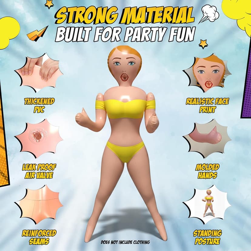 Inflatable Doll with Groom Sash - Bachelor Party Favors - Bachelor Party Decorations - Bachelorette Party Favors - Gag Gifts - 60" Blondi Care