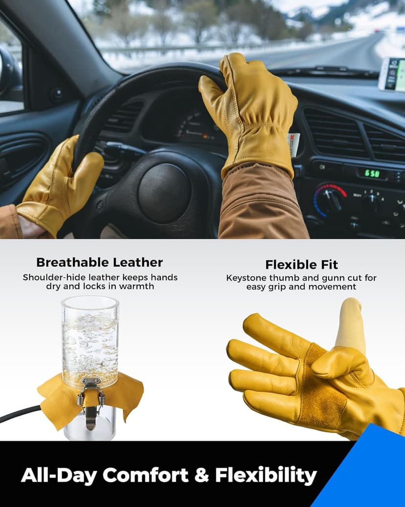 toolant Winter Work Gloves for Men, Insulated Leather with Water Resistance and Abrasion Protection for Cold Weather