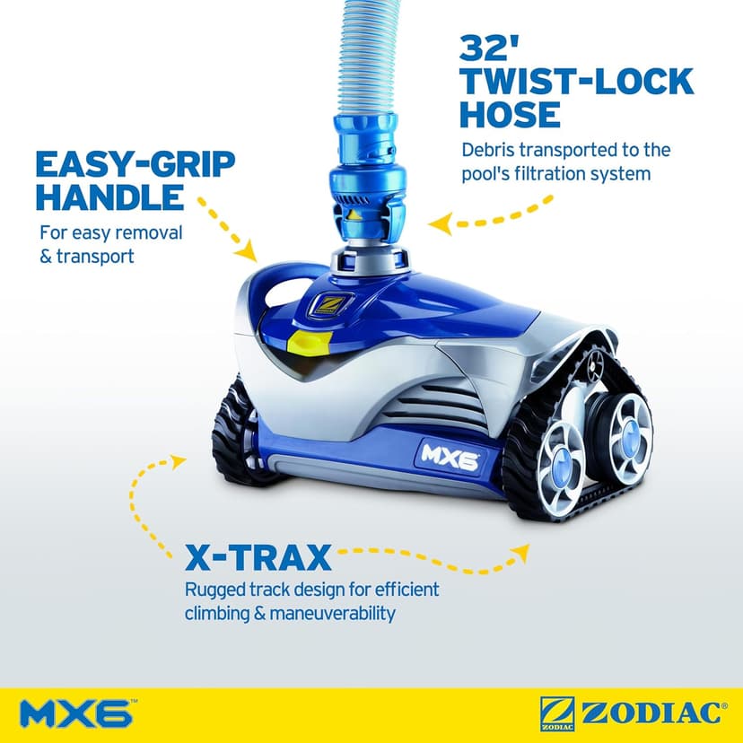 Zodiac MX6 Suction-Side In-Ground Pool Cleaner, Cyclonic Suction and X-Trax for Extreme Maneuverability