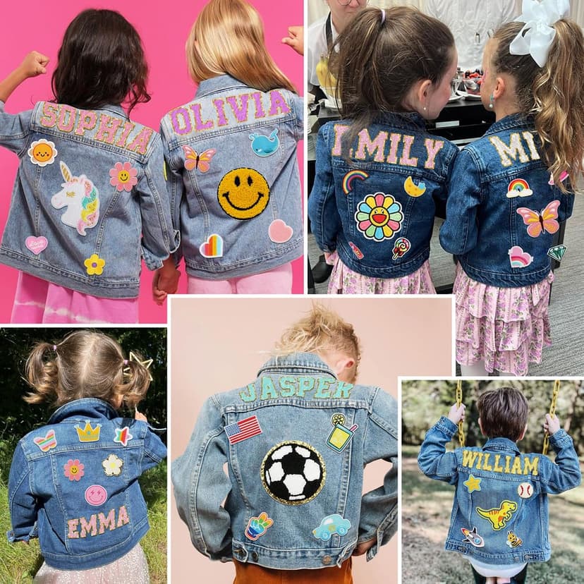 Rryoumisun Personalized Kids Denim Jacket with Names, Custom 1-14 Years Old Girls Boys Spring&Fall Outerwear Jackets B0DDDNW4CR