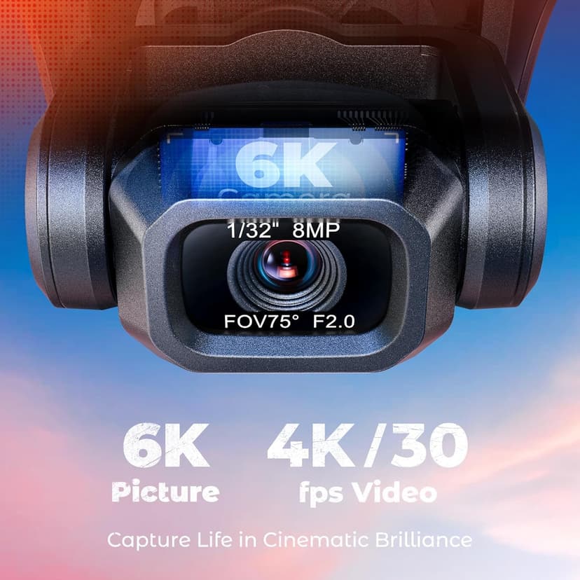 V11Air Drone with 6K UHD Camera for Adults, 3-Axis Brushless Gimbal, 4K/30FPS Video, 70Mins Flight Time with 2 Batteries Professional Quadcopter, 10000ft FPV Digital Transmission and Auto Return