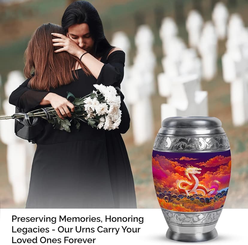 Orange Dragon Keepsake Funeral Urns for Adult Ashes Men, Purple Memorials & Funerary Urn for Ashes, Burial Gift for Loss of Husband, Decorative Cremains Ash Holder, 3 Inch B0FFZ9LZG6