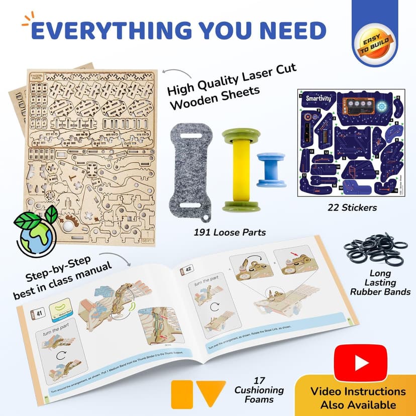 Smartivity DIY Robotic Mechanical Hand STEM Toy for Kids 8-9-10-11-12-13-14 Years Old | 2024 Parents Choice Award Winner I Birthday Gift for Boys & Girls | Engineering Kit for 8-14 Years Old
