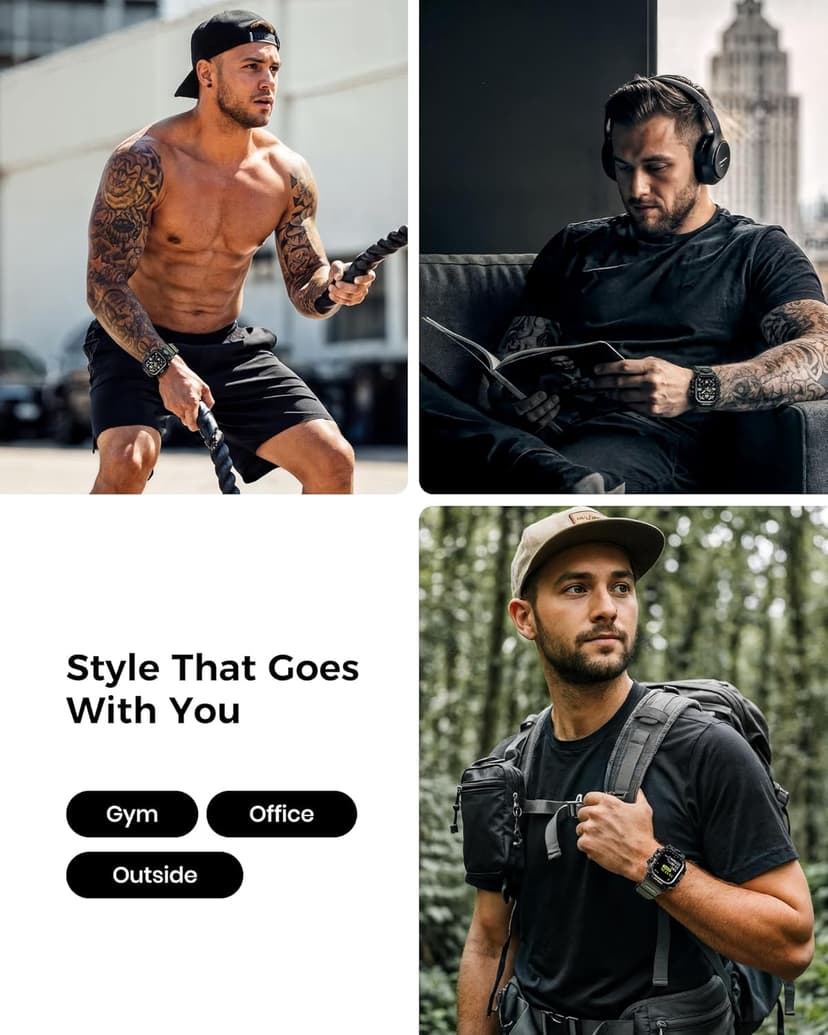 amBand Rugged Case with Band for Apple Watch 46mm, Compatible with Apple Watch (iWatch) Series 10 11, Military Grade Shockproof Bumper Cover, Tactical Band for Men, Army Green