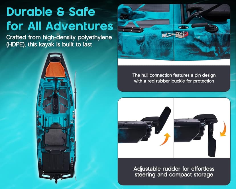 Albott Modular Fishing Kayak with Drive System & Durable HDPE, Customizable Lightweight Sit-on-Top Kayak for Youth & Adult, Perfect for Leisure & Commercial Use, 420lbs Capacity