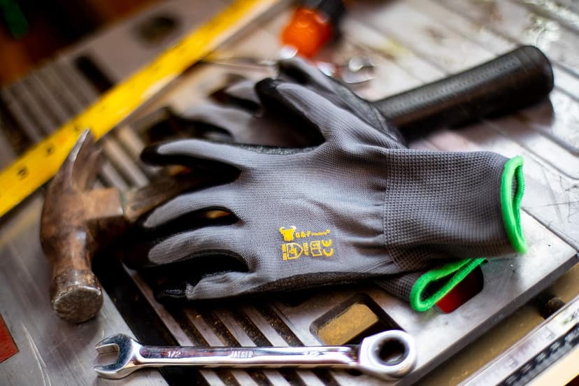 G & F Products 12 PAIRS Mens Working Gloves with Micro Foam Coating - Garden Gloves Texture Grip - men’s Work Glove For general purpose, construction, yardwork, Large (1519L-12),Grey/Black