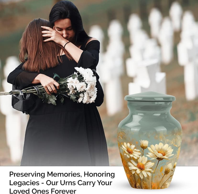 Daisy Urn for Ashes - Funeral Urns for Women - Daisy Cremation Urn for Adult Ashes Men - 2/3 Tablespoon of Ash Keepsake Box Daisy Urn - Flower Urn Small Keepsake - Urns for Burial in Ground - 3 Inch B0CZXM5ZJD