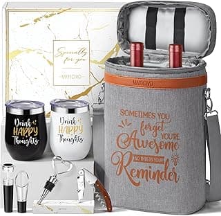 Wine Lovers Gifts for Women Wine Gift Baskets, Birthday Christmas Gifts for Women Mom Her Sister Friend Dad Coworker Girlfriend Housewarming Gift Set, Wines Cooler Bag Tote Carrier w/Wines Tumblers