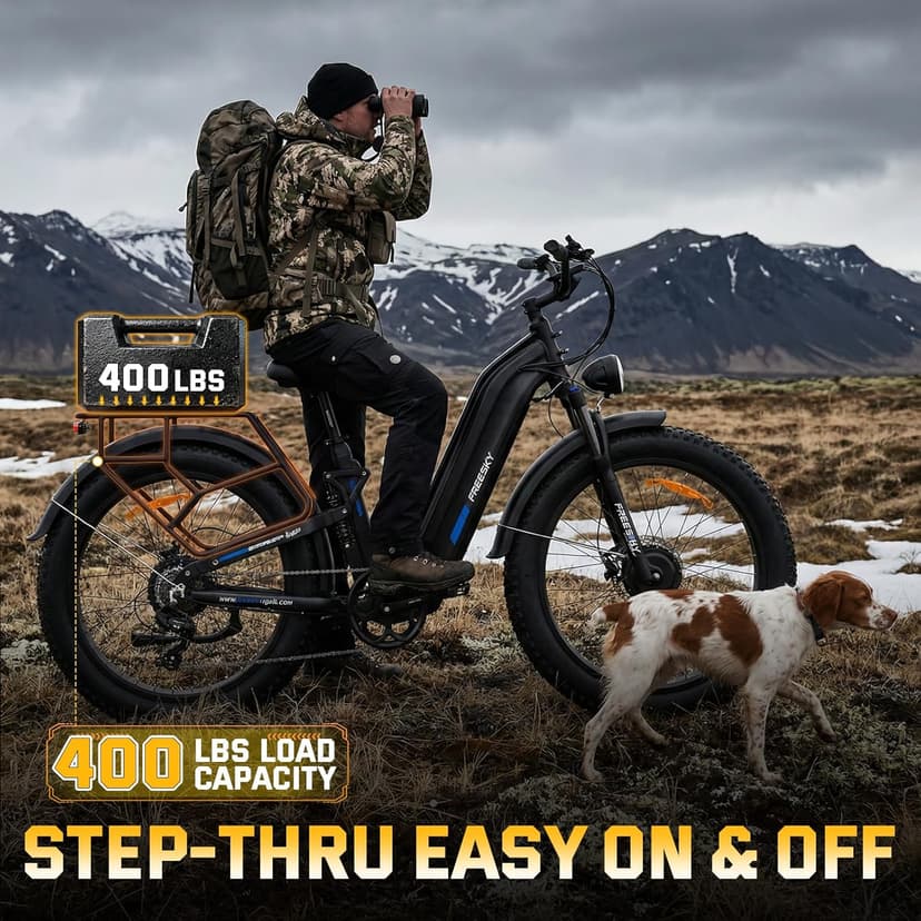 FREESKY Ranger AIR Dual Motor Electric Bike for Adults, 3500W 200NM Fast Ebike,105Miles Long Range E Bike,Full Suspension Electric Mountain Bike, 26'' Fat Tire Electric Bicycle for Man Womens Hunters