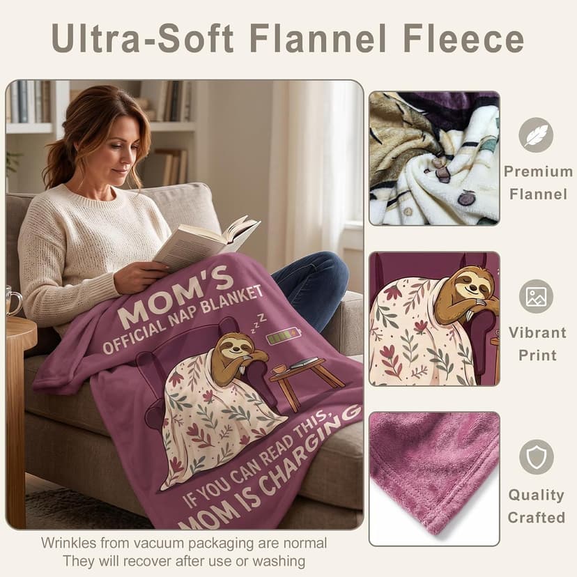 Fun Gifts for Mom on Birthday Mother's Day,Flannel Material ,Suitable for naps and rest,Mom Stocking Stuffers Mom Blanket,Fun Gifts for Mom from Daughter Son, 60 x 50 in B0HFN2KSHC