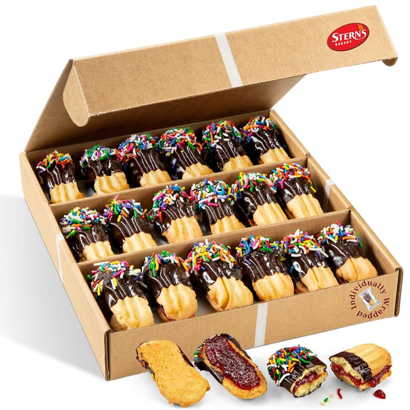 Italian Cookies Gift Basket | Chocolate Covered Cookies | 15 Cookies Individually Wrapped | Fresh Bakery Cookies | Birthday Food Gifts | Gourmet Cookies Gift | Kosher & Nut Free | Stern’s Bakery