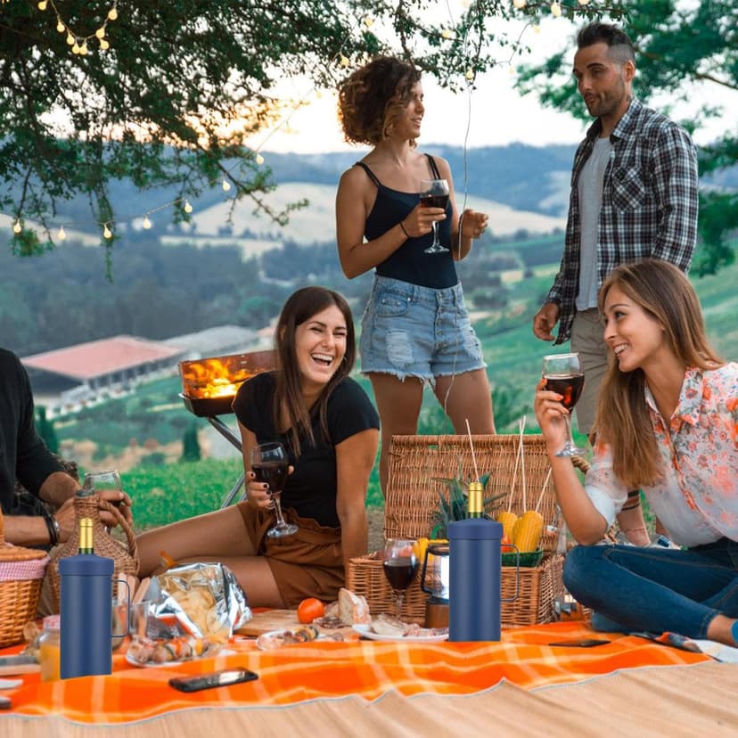 MAXSO Wine Chiller Bucket, Portable 750 ml Champagne & Wine Bottle Cooler Keep Wine & Beverages Cold, Stainless Steel Vacuum Insulated Wine Gifts for Wine Lovers - Black