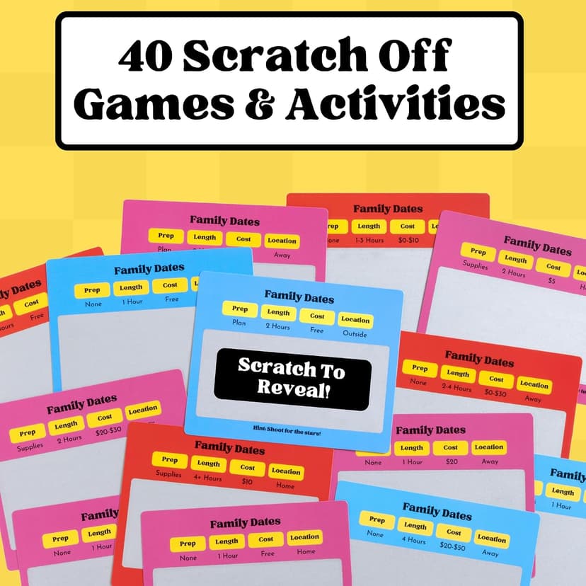 Family Dates 40 Scratch Off Cards – Fun Activities & Date Night Ideas for Kids and Parents – Adventure Card Game for Families – Unique Gift for Family Nights, Holidays, or Birthdays