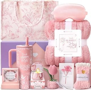 Birthday Gifts for Women, 10PCS Relaxing Self-Care Gift Basket with Flannel Blanket, 40 oz Tumbler, and Tote Bag – Get Well Soon Gift for Women Mom, Wife, Sister, Friends B0FL1TBNVM