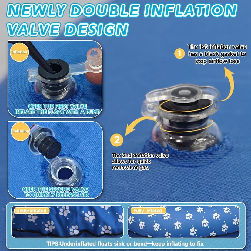 Inflatable Dog Float for Large Dogs, Up to 180 Lbs, Foldable & Puncture-Resistant Doggy Float for Pool, Portable Dog Float Bed Pet Swimming Accessory, Pet-Friendly Outdoor Fun, Blue