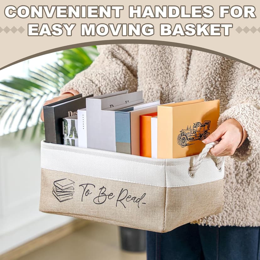 Gift for Book Club Members, To Be Read Organizer, Linen Canvas Bin with Handles for Reading Accessories Bookworm Decor Marsui 1 Pcs TBR Basket Book Lover Gifts for Women Book Storage Bin Bookish B0DSPS3KRY