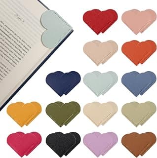 Yuoyar 30 Packs Leather Heart Bookmarks for Book Lovers, Cute Gifts (Solid Color) B0F53KXKCS