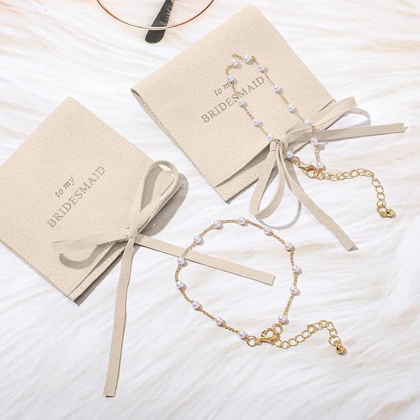 Pearl Bridal Jewelry Favor, Microfiber Pouch, Wedding Party Favor, Proposal Stuffer, Bridesmaid Gift Set of 8 Quelay 16 Pcs Bridesmaid Bracelet Gift with Pouch B0DNS51NB8