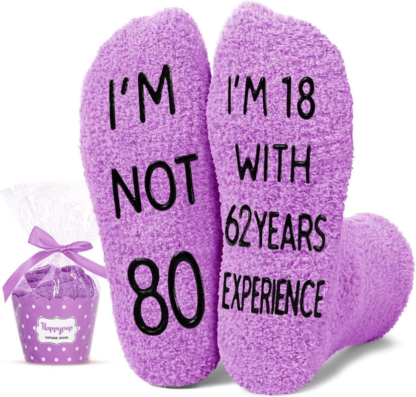 HAPPYPOP Birthday Gift Ideas for Women - Socks for 75 80 85 90 95 Year Olds, Elderly Gifts