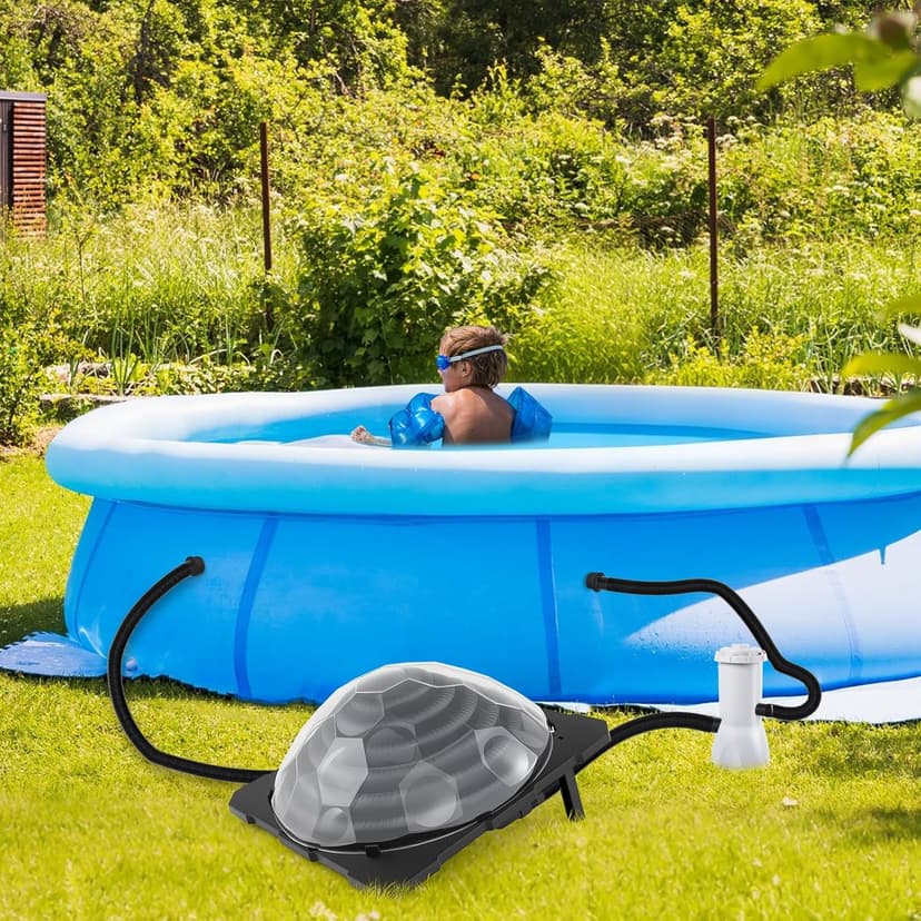 Goplus Solar Pool Heater Above Ground, Inground Swimming Pool Dorm Heater with Rotatable Hose Connectors and Foldable Legs, Solar Powered Water Heating