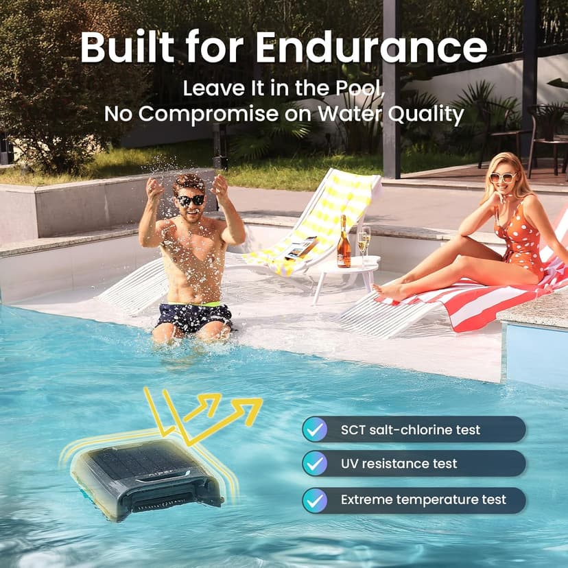 AIPER Surfer S2 Solar Powered Pool Surface Skimmer Robot with APP Support, 24/7 Continuous Cleaning, Dual Charging Modes, Smart Obstacle Avoidance, 150-um Filtration, OTA Upgrade