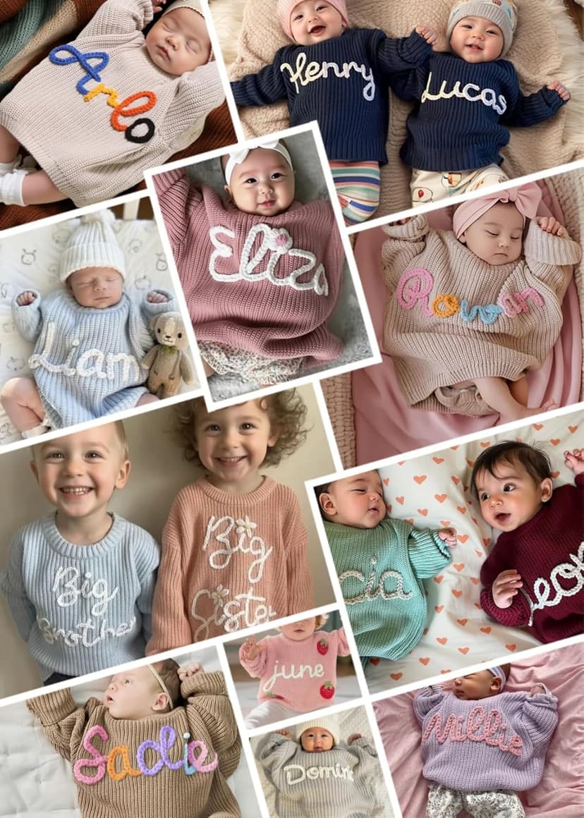 Personalized Baby Sweater with Name,One Birthday Gift,Custom Name Embroidered Knit Sweater,Newborn Baby Girl Boy Sweater,Monogrammed Newborn Gifts