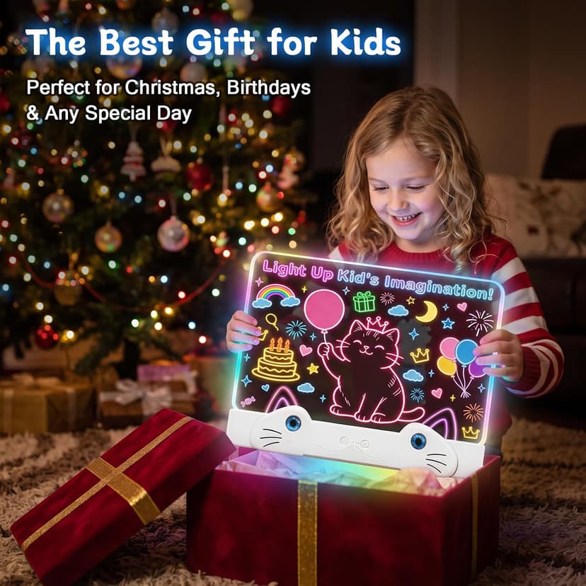 LED Drawing Board for Kids, 16" Rechargeable Glow Doodle Drawing Tablet with 13 Light Effects, Light Up Dry Erase Note Board, Birthday Gifts for Girls Boys Age 3-8, 7 Markers & Tracing Book B0H74R5T13